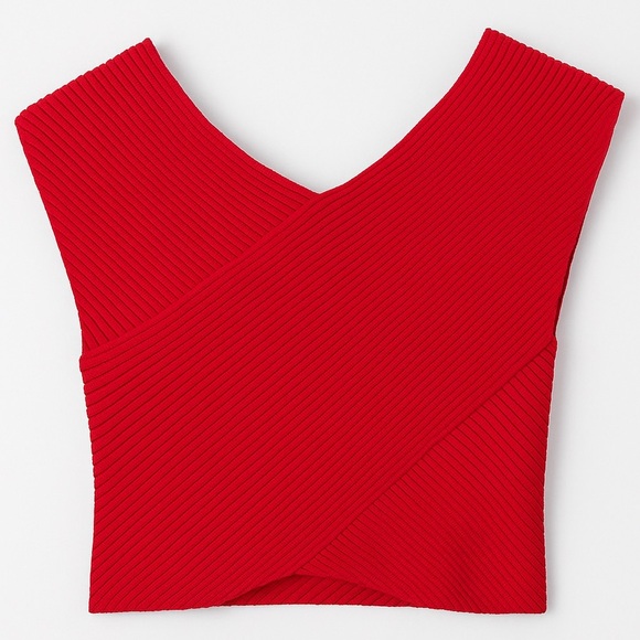 Rachel Rachel Roy Womens Ribbed trim Pullover crop Top Vibrant Red Medium - Picture 1 of 8